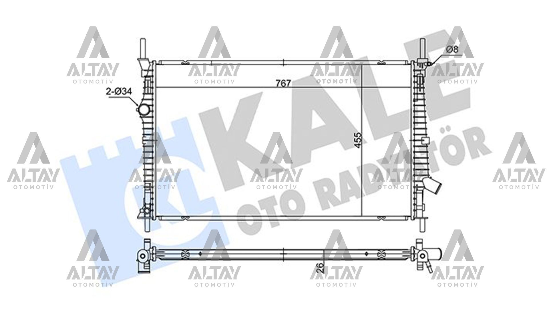 RADYATÖR SU TRANSIT V-363 / TOURNEO / CUSTOM 15=> 2.0FWD AT/MT BRAZING