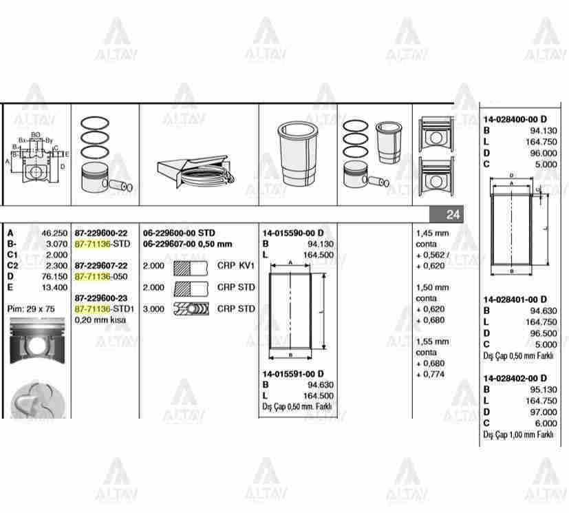 Piston Segmanlı Kmy 97-04 2600 Std 8771136Std