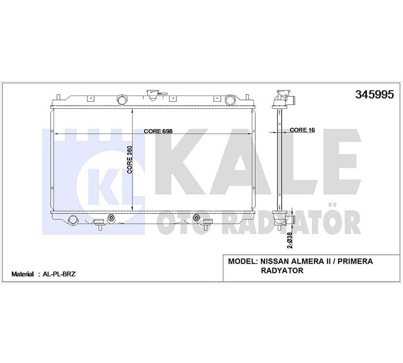 Radyatör Su Prımera 02-08 / Almera 00-06 (At) Brazıng 21460Bm702