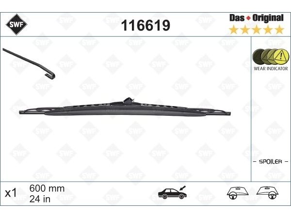 Silecek E53 - W168 Vaneo414 Ön 60cm E53:Sol W168 Vaneo414:Sağ - 116619