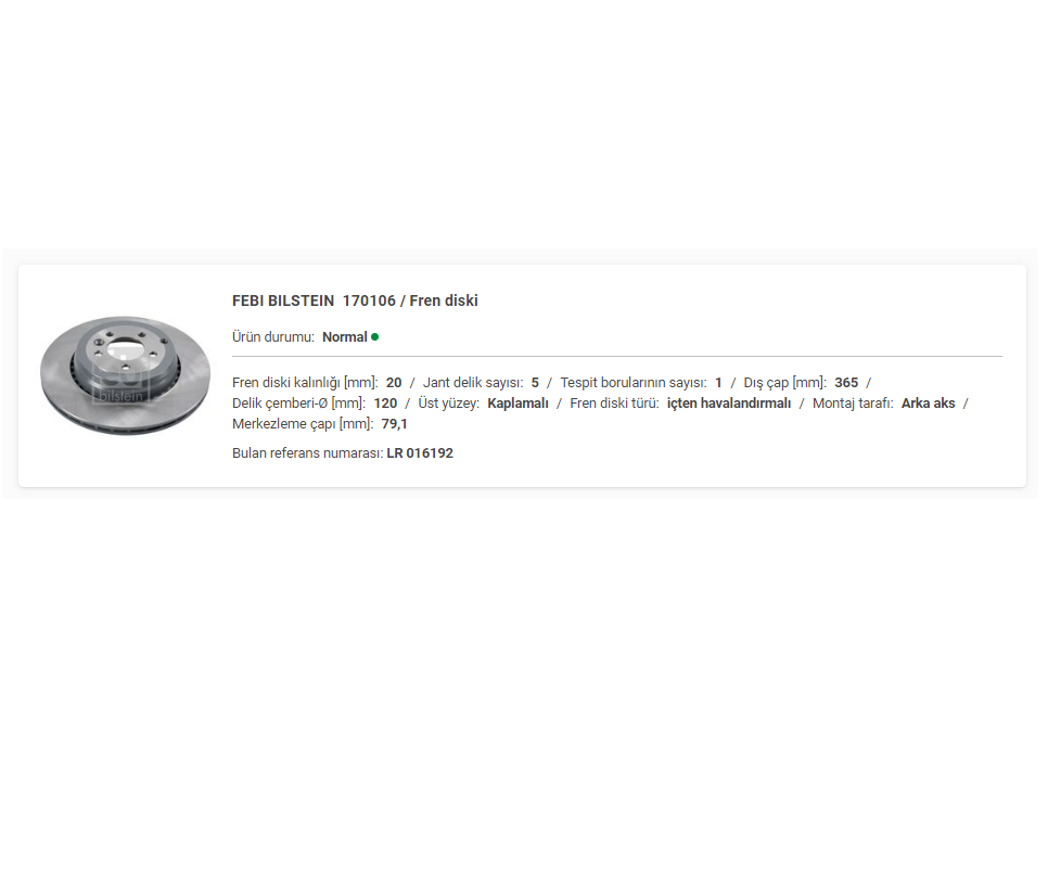 RANGE ROVER SPORT 5.0 ARKA DİSK (ADET) LR016192