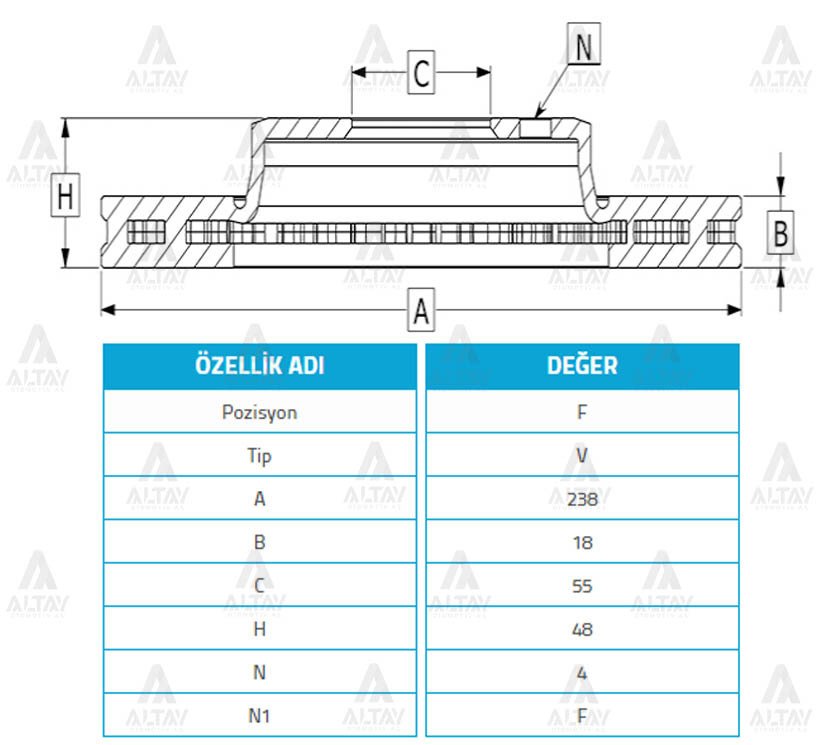Fren Diski Corolla 88-95 / Ön Havalı 238-4 4351212250