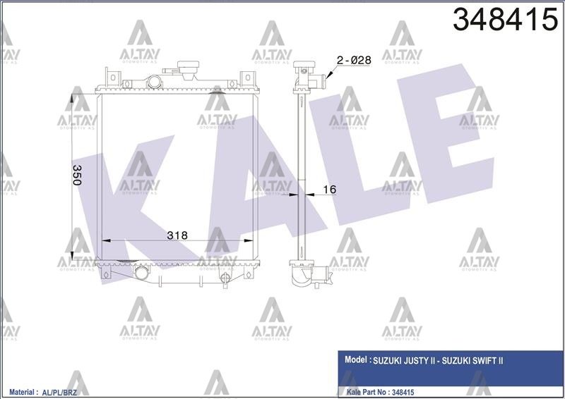Radyatör Su Swıft 90-01 1.0 / 1.3 16Mm (Mt) Brazıng 1770063B50