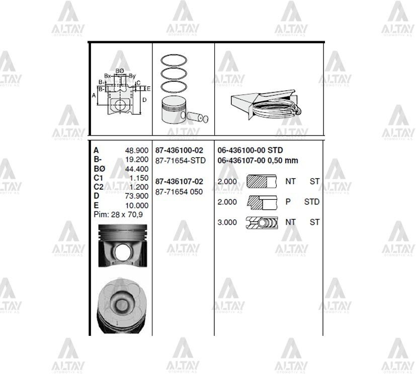 Piston Segmansız Pıckup Navara 06-07 / Pathfınder 05-07 / Euro 4 / Yd25Ddtı / Std 8671654Std