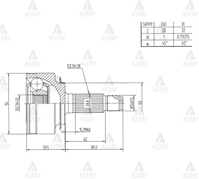 Aks Kafası Dış Crv 02-06 / 28X32X63 44310Sk7J02