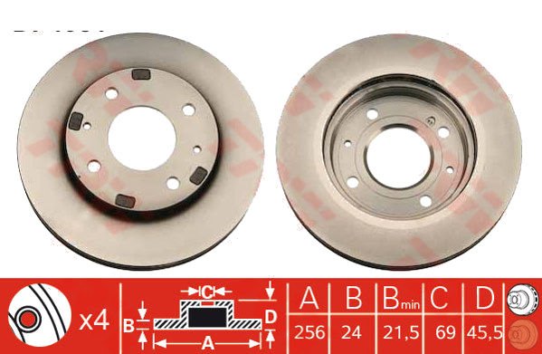 FREN DISKI ON CARISMA 1.8 97-99/LANCER  1.6 92-97/GALANT 88-92/VOL S40 95-03  HAVALI 255mm MR205585