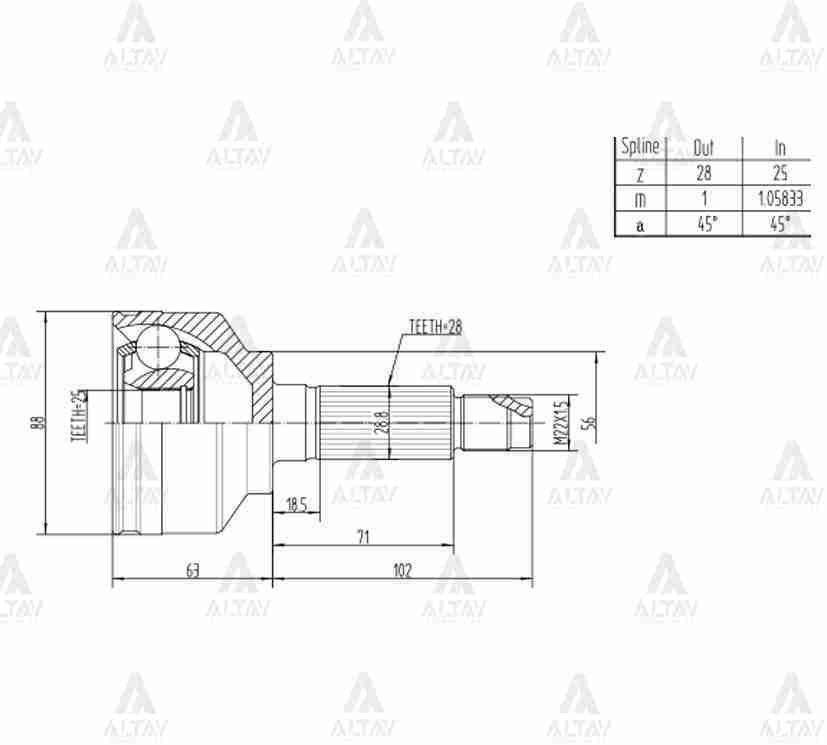 Aks Kafası Dış Sorento 02-09 / 2.5 Crdı 28X25X56 4959130