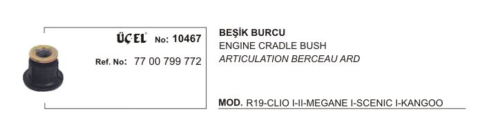 MOTOR BEŞİĞİ BURCU 10467 R19 CLIO I CLIO II MEGANE I SCENIC I KANGO