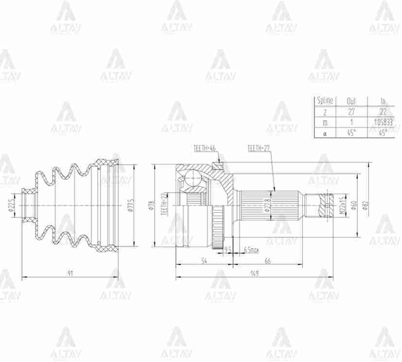 Aks Kafası Dış I-30 08-11 / Benzinli 1.4 Absli 27X22X60