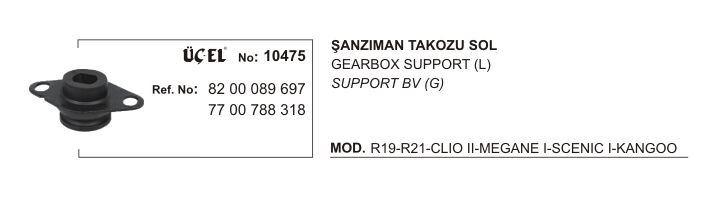 ŞANZUMAN TAKOZU SOL 10475 R19 DİZEL R21 CLIO II MEGANE I SCENIC I KANGO 82000896