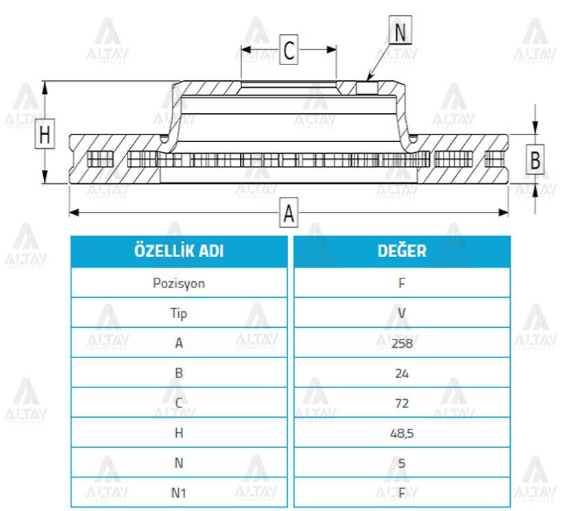 Fren Diski 626 92-02 Fs / Ön Havalı 258-4 Ga5Y3325X
