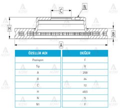Fren Diski 626 92-02 Fs / Ön Havalı 258-4 Ga5Y3325X