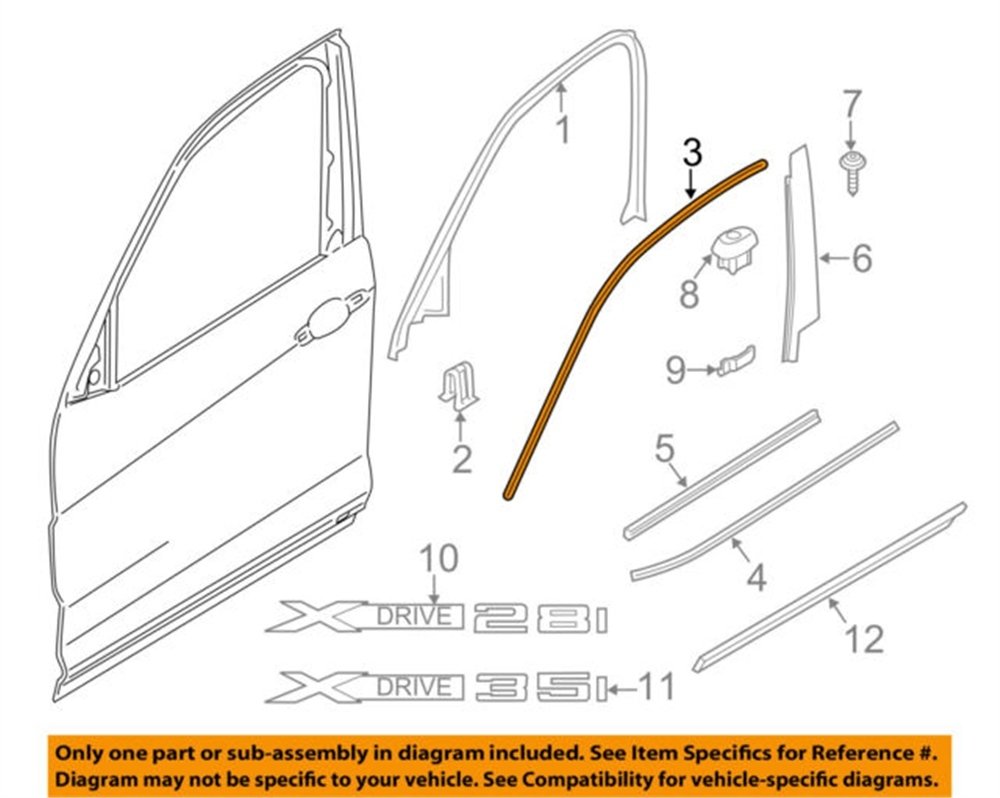 KAPI CAM ÇITASI ÜST X4 ÖN SAĞ BMW 51317335624