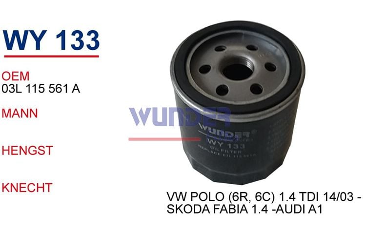 YAG FILTRESI POLO / AUDI A1 / FABIA 1.4 TDI 14=>     tCUSA-CUSB-CYZA-CYZB 03L115561A / MHL OC 1291 rnrn