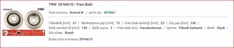 BMW E90-E92 ARKA DİSK ADET 34216855004