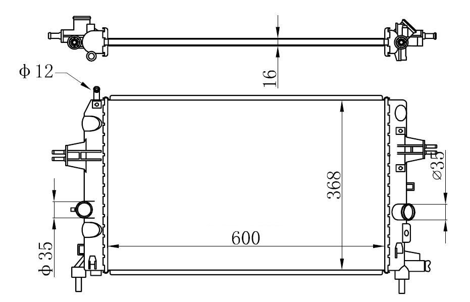 SU RADYATORU ASTRA H / ZAFIRA B 1.6 Z16XEP 04=>     MANUEL - 602x369x16 1300266 / 13145211rn