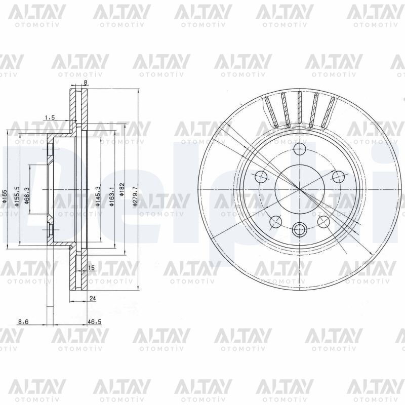 FREN DISKI TRANSPORTER T4  96-03 2.5 TDI ON HAVALI 280-5 (SET)