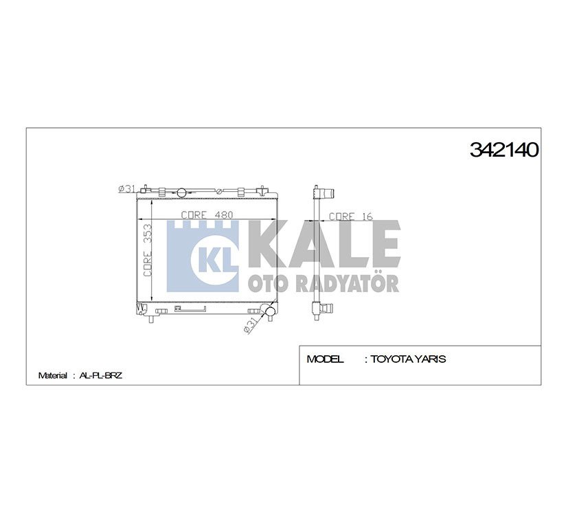 Radyatör Su Yarıs 06-12 Dizel D4D (Mt) Brazıng