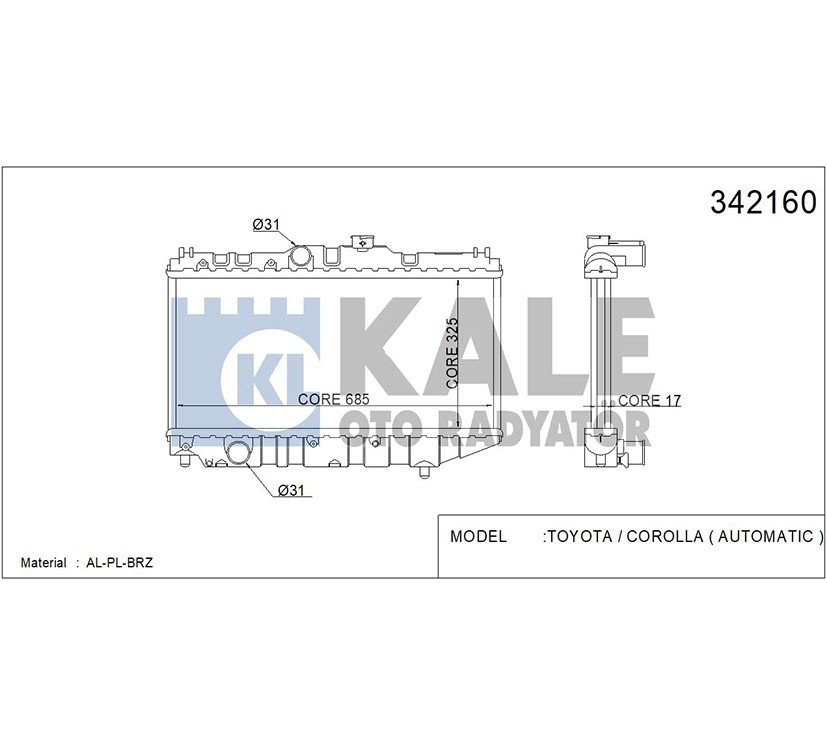 Radyatör Su Corolla  88-92 Ae-92 / Corona At171 (At) Brazıng 1640016331