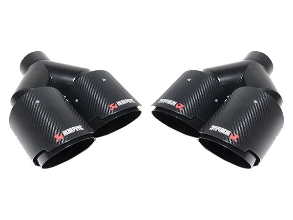 Egzoz Ucu Universal (Çiftli); 100mm (Siyah) OEM-Kalite -AKRAPOVIC- - ---