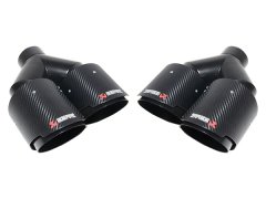Egzoz Ucu Universal (Çiftli); 100mm (Siyah) OEM-Kalite -AKRAPOVIC- - ---