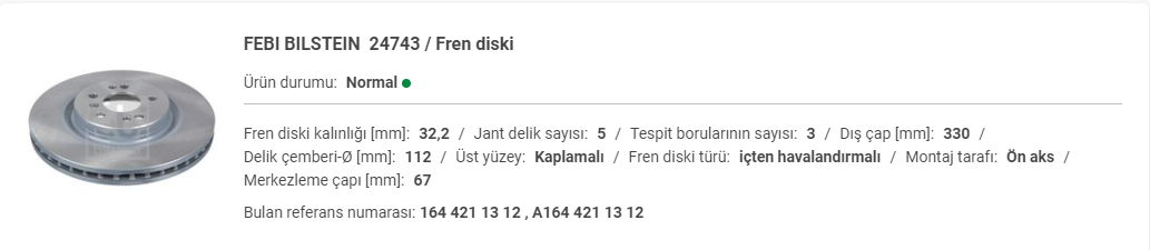 M.BENZ W164-W166 FREN AYNASI ÖN A1644211312