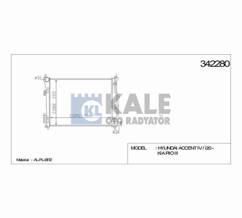 Radyatör Su Accent 11=> Blue / I-20 12=> 1.2 / Rıo 12=> 1.2-1.4 Benzinli (At) Brazıng 253101R050