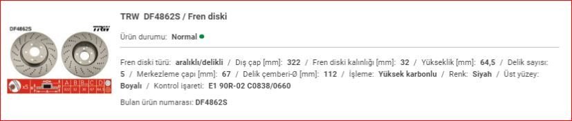 M.BENZ W204-212 FREN AYNASI ÖN SPOR ADET A0004213012