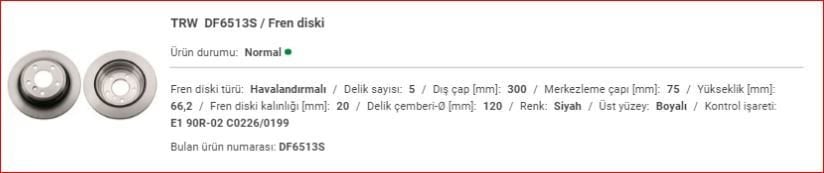 BMW F30-F32-F36 ARKA DİSK ADET 34216864900
