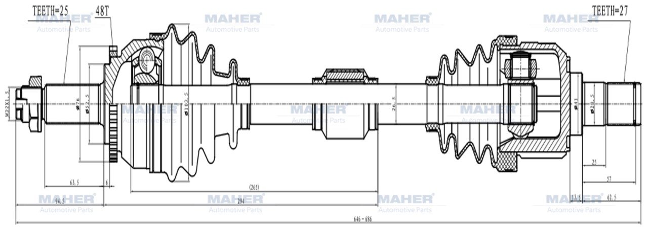 Aks Komple Ön Accent 11=> Blue / Dizel Sol A-T 1.6 Absli 48 Diş 646Mm 495011R300