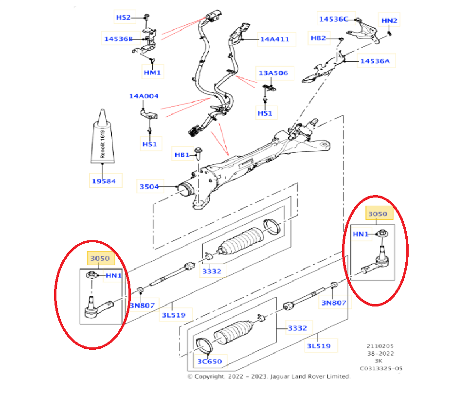 RANGE ROVER VOGUE 2022-- SAĞ-SOL ROT BAŞI LR162107