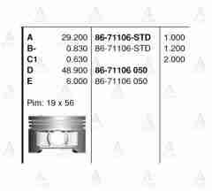 Piston Segmansız Cıvıc 01-06 D16V1 Std 8671106Std