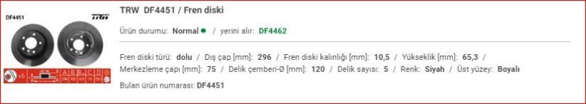 BMW E87-E90 ARKA FREN DİSKİ TAKIM 34216855002