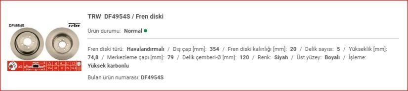 RANGE ROVER VOUGE ARKA DİSK ADET LR017804 - LR031844