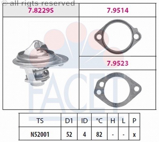 Termostat(52-82C)-Lancer/Colt/Galant 88>92  (Facet) 78229