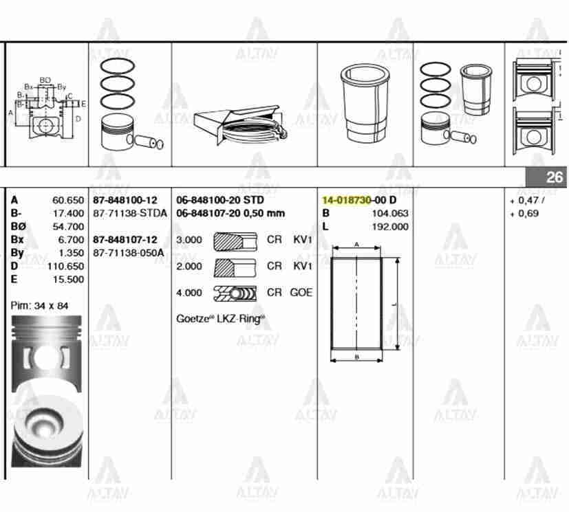 Piston Segmanlı H-350 / Hd-77 Turbo 0.50 8771138050A
