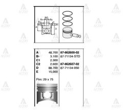 Piston Segmanlı Starex Turbo D4Bf 0.50 8771134050