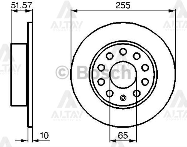 Fren Diski Caddy 10-15 1.6 Tdı / Golf Vı 08-12 / 1.6 Tdı 1.4 Tsı Arka Düz 255-5 1K0615601Ab