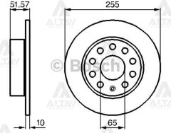 Fren Diski Caddy 10-15 1.6 Tdı / Golf Vı 08-12 / 1.6 Tdı 1.4 Tsı Arka Düz 255-5 1K0615601Ab