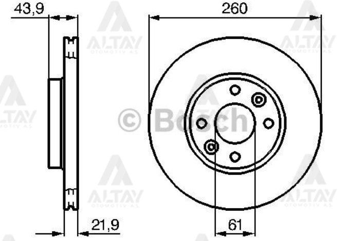 Fren Diski Clıo Iıı 05-12 / Logan I 04=> / Megane Iı 03-08 / Mıcra Iıı 03-10 / Note 07-11 / Ön Havalı 260-4 7701207795