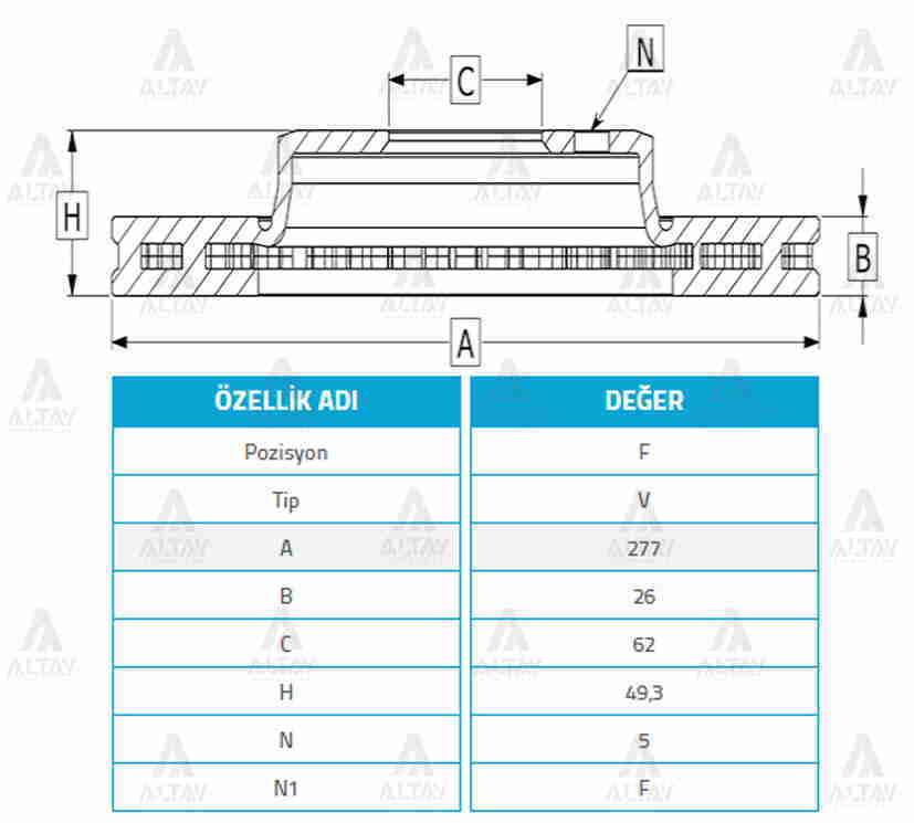 FREN DİSKİ COROLLA 13-18 / AURIS 13-18 / ÖN HAVALI 277-5