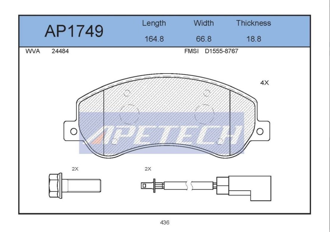 Vw Amarok Fren Balatası Ön 2H0698151A 1371402 1433952 1488962 1553797 1560014 1721087 18243