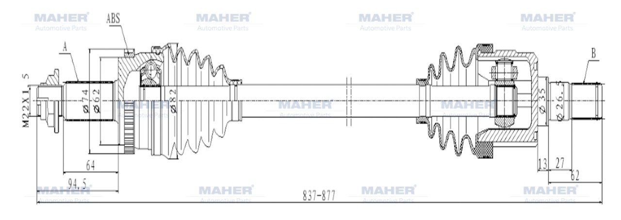 Aks Komple Arka İx-35 10-15 / Sportage 11-16 / Dizel Sol Absli 48 Diş 837Mm 496002Y000