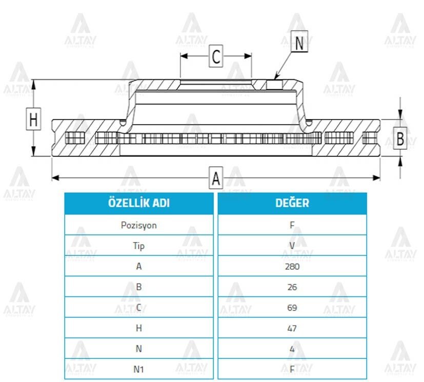 Fren Diski Elantra 04-06 / Sonata 02-05 / Megantıs 04-06 / Ön Havalı 280-4 517123D300