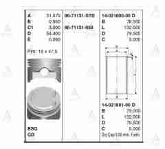 Piston Segmansız Accent 00-02 1.5 Std 8671131Std