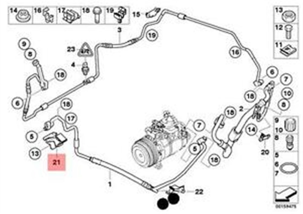 KLİPS KLİMA BASINÇ HATTI BMW E81,E82,E87,E88,E90,E91,E92,E93,E84 64509126972