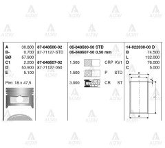 Piston Segmanlı Accent 00-06 1.3 / Getz 03-05 1.3 0.50 8771127050