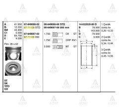Piston Segmanlı Accent 06-11 Era Dizel / Getz 06-11 Dizel 0.50 8771128050