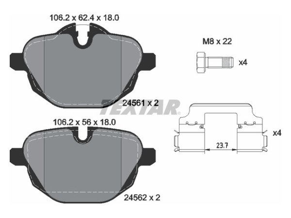 Fren Balatası F10 F25 F15 G30 G01 Arka 520>535i 518>530d; 1.8>3.5i/d - 2456101