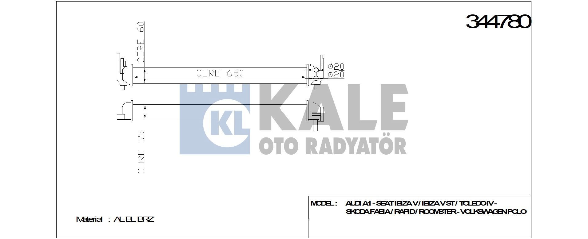 TURBO RADYATÖRÜ 344780 POLO A1 IBIZA TOLEDO FABIA RAPID ROOMSTER 1.2 1.4TSI 09